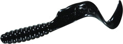 Mister Twister 4in Curly Tail Grub in black, ready to attract bass.