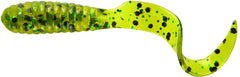 Mister Twister Teeny curly-tail grub in pumpkin green for versatile freshwater bass and panfish fishing.