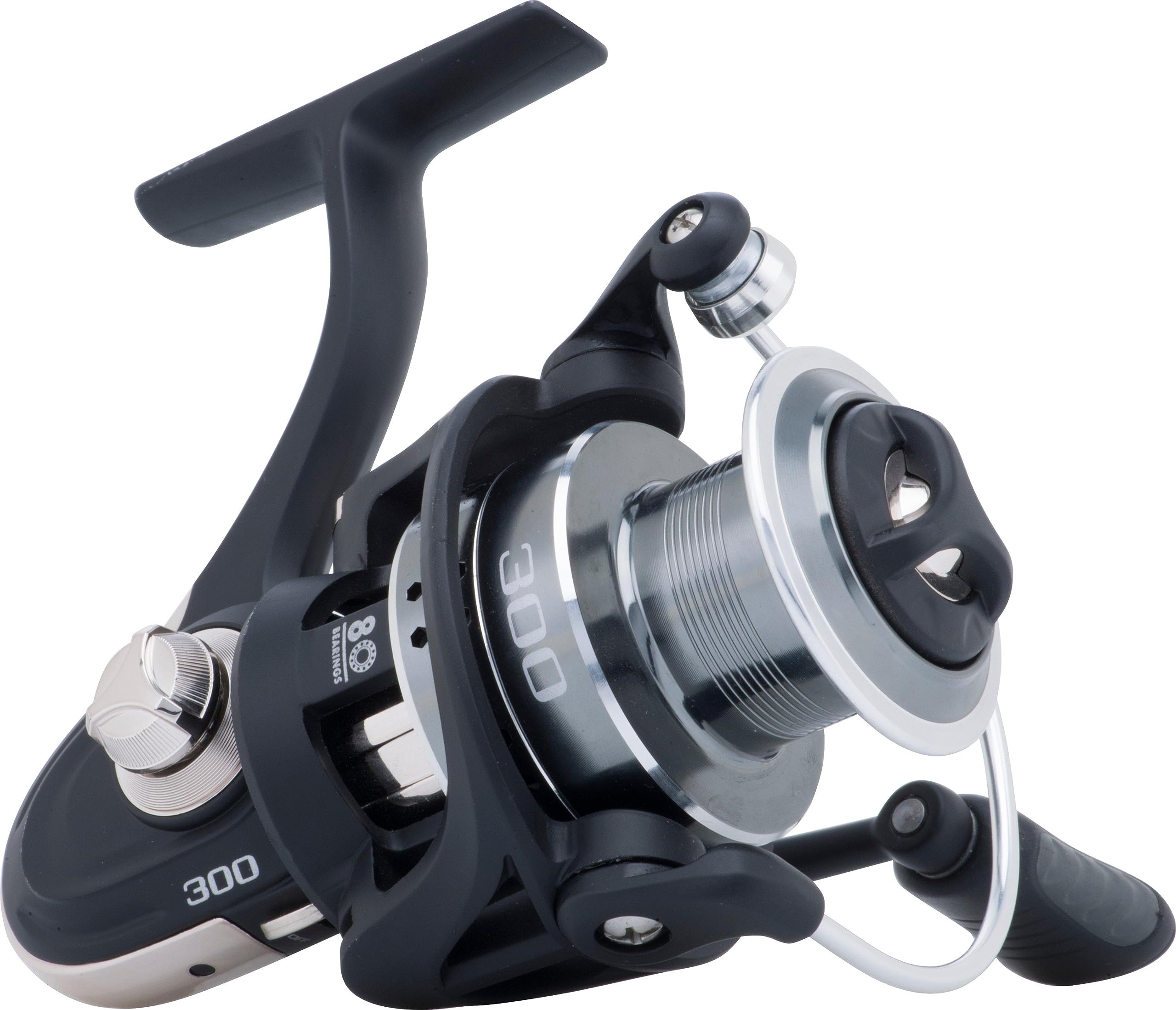 Mitchell 300 reel shows polymeric body and aluminum spool for lasting strength