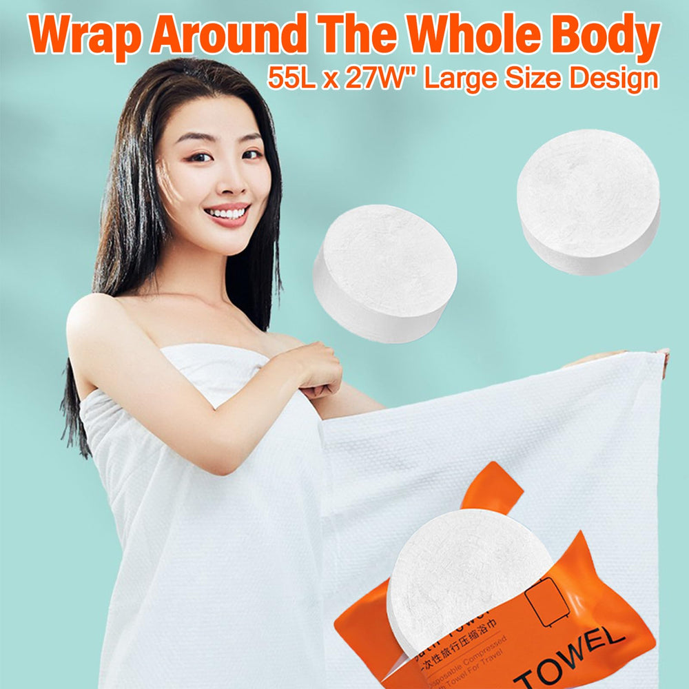MiUNng towel expands from compression to full size for outdoor use.