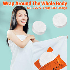 MiUNng towel expands from compression to full size for outdoor use.