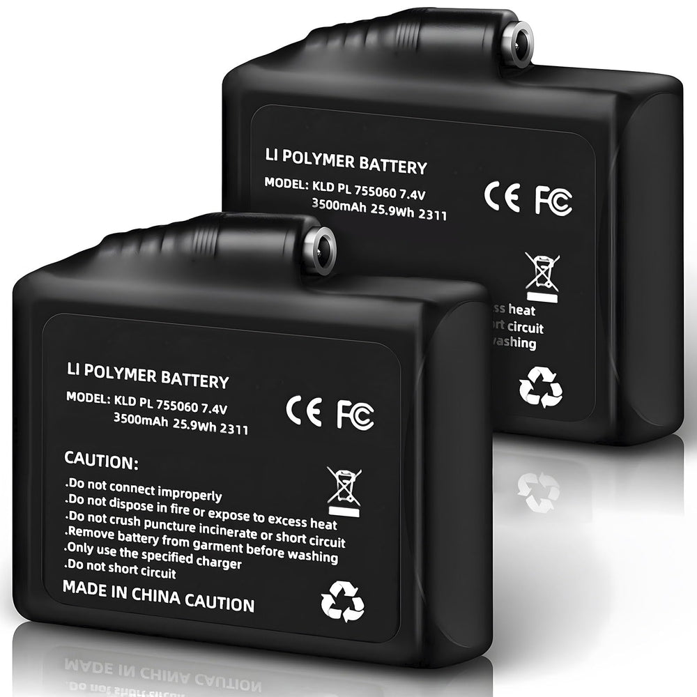 MIWEN 7.4V 3500mAh battery front view for extended warmth in heated gear
