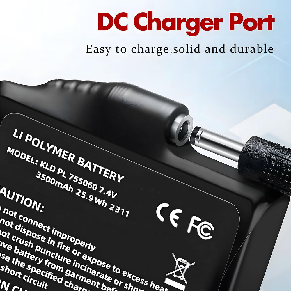 MIWEN 7.4V 3500mAh battery side view showing compact design for portable warmth