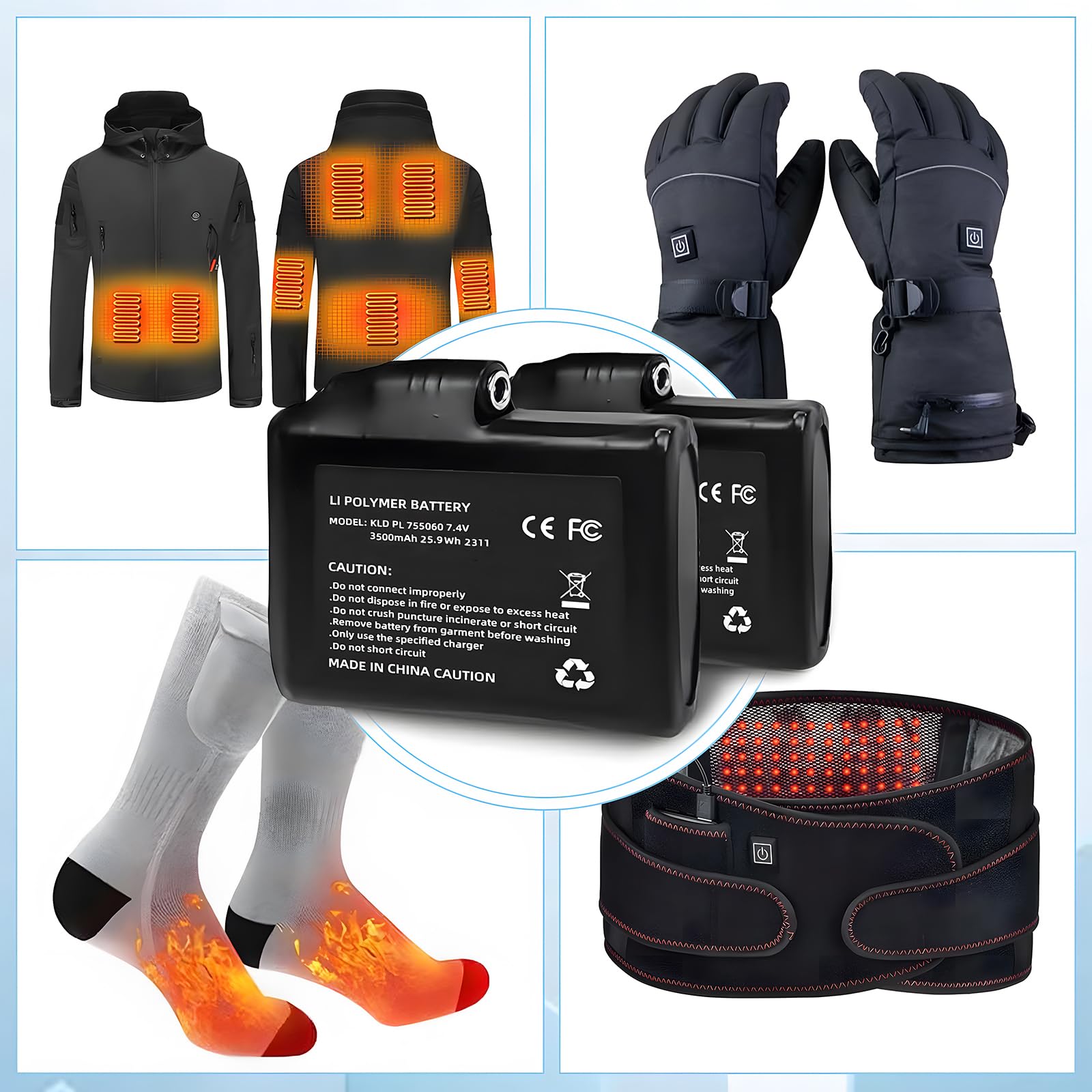 MIWEN battery in heated gloves setup illustrating short circuit protection