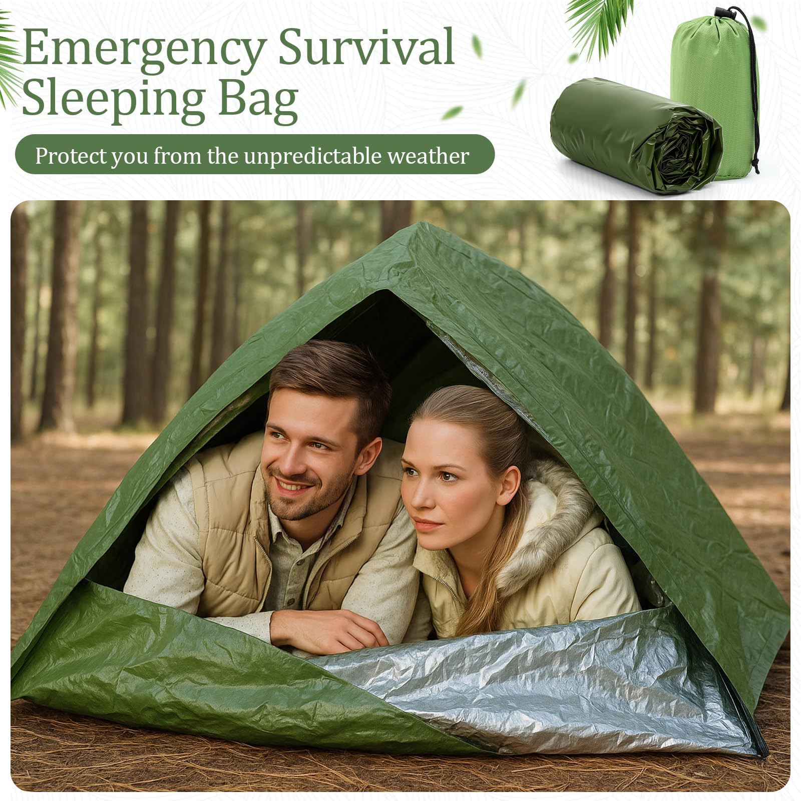Mixweer emergency bivy green blends with nature during outdoor adventures