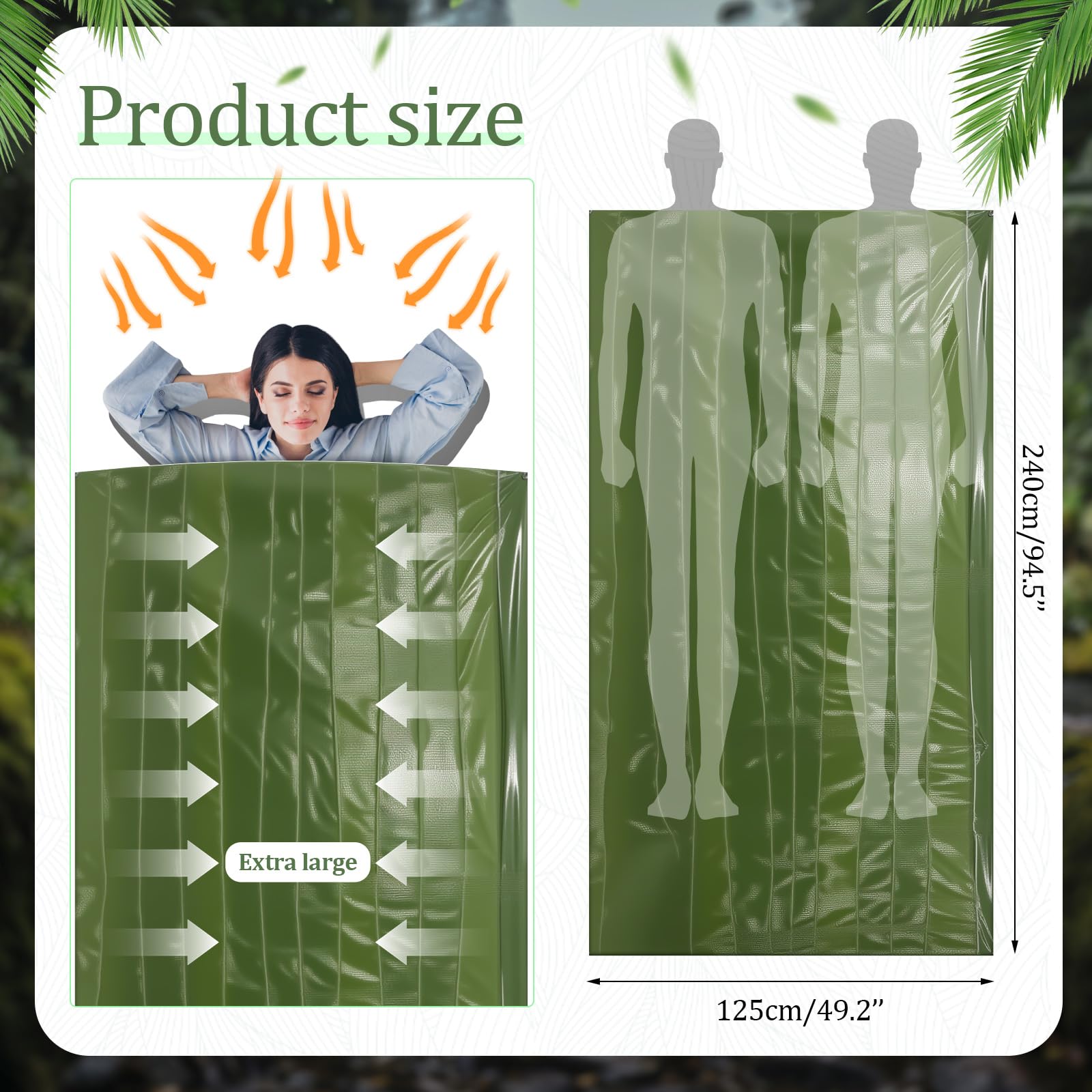 Mixweer emergency sleeping bag supports two people for camping or roadside warmth