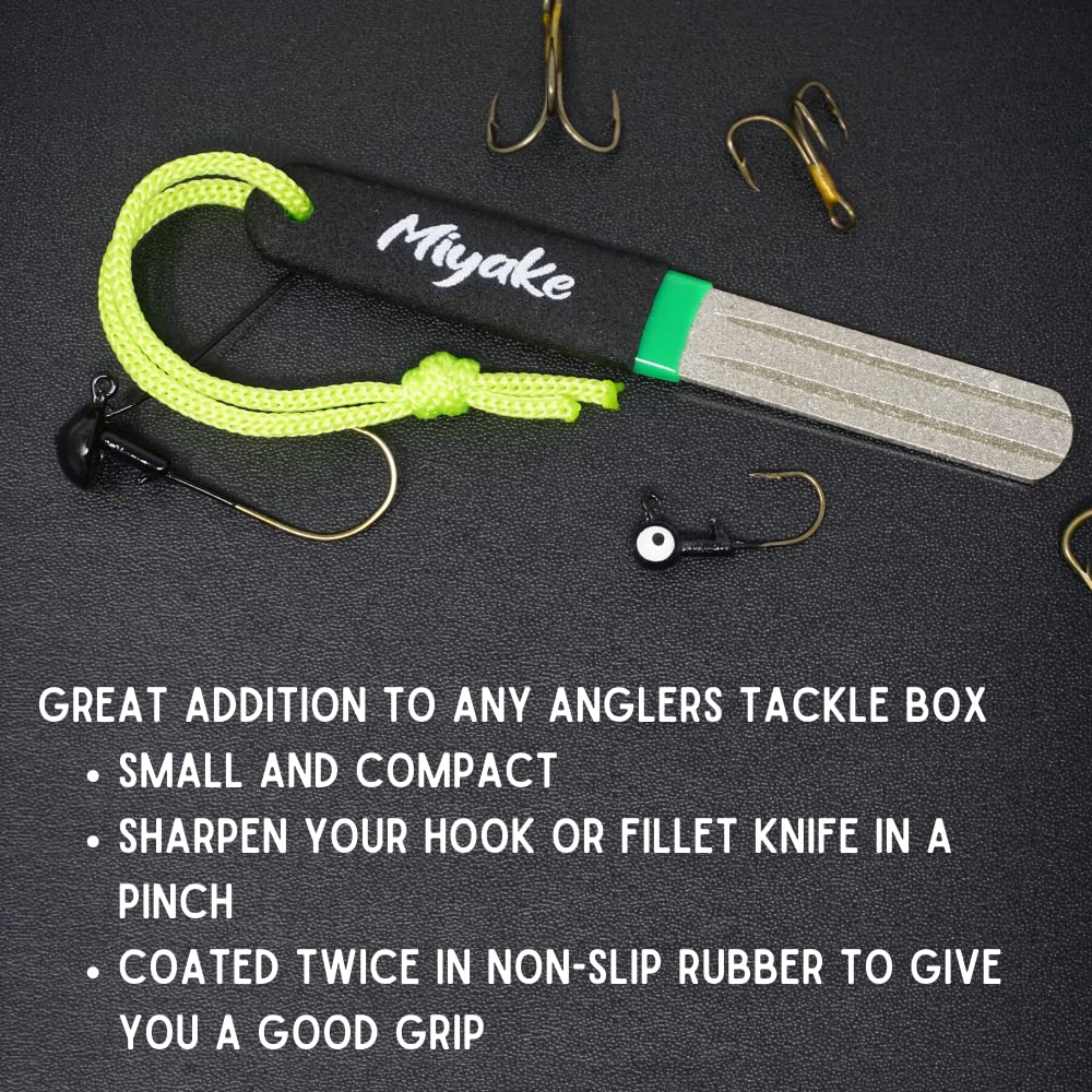 Miyake 800-grit side creates ultra-sharp hook points.