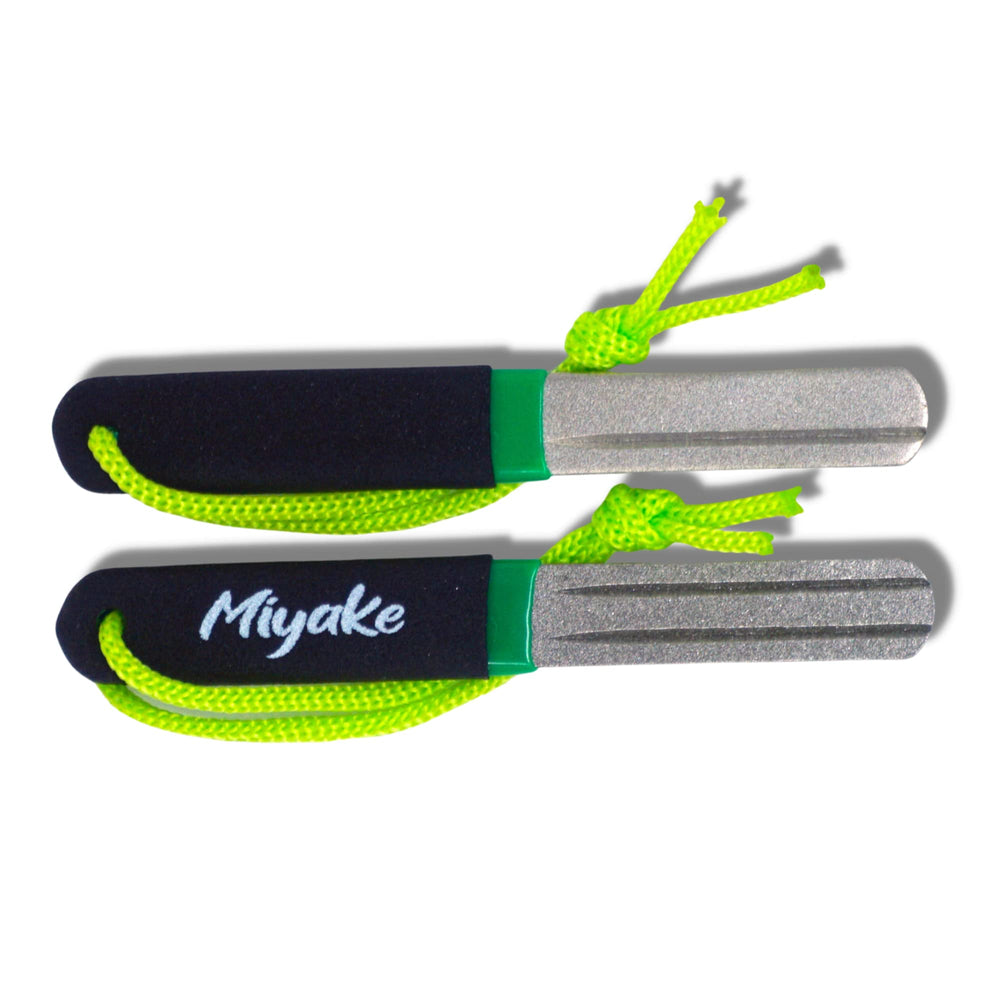 Miyake fishing hook sharpener with dual grit for precise sharpening on the go.