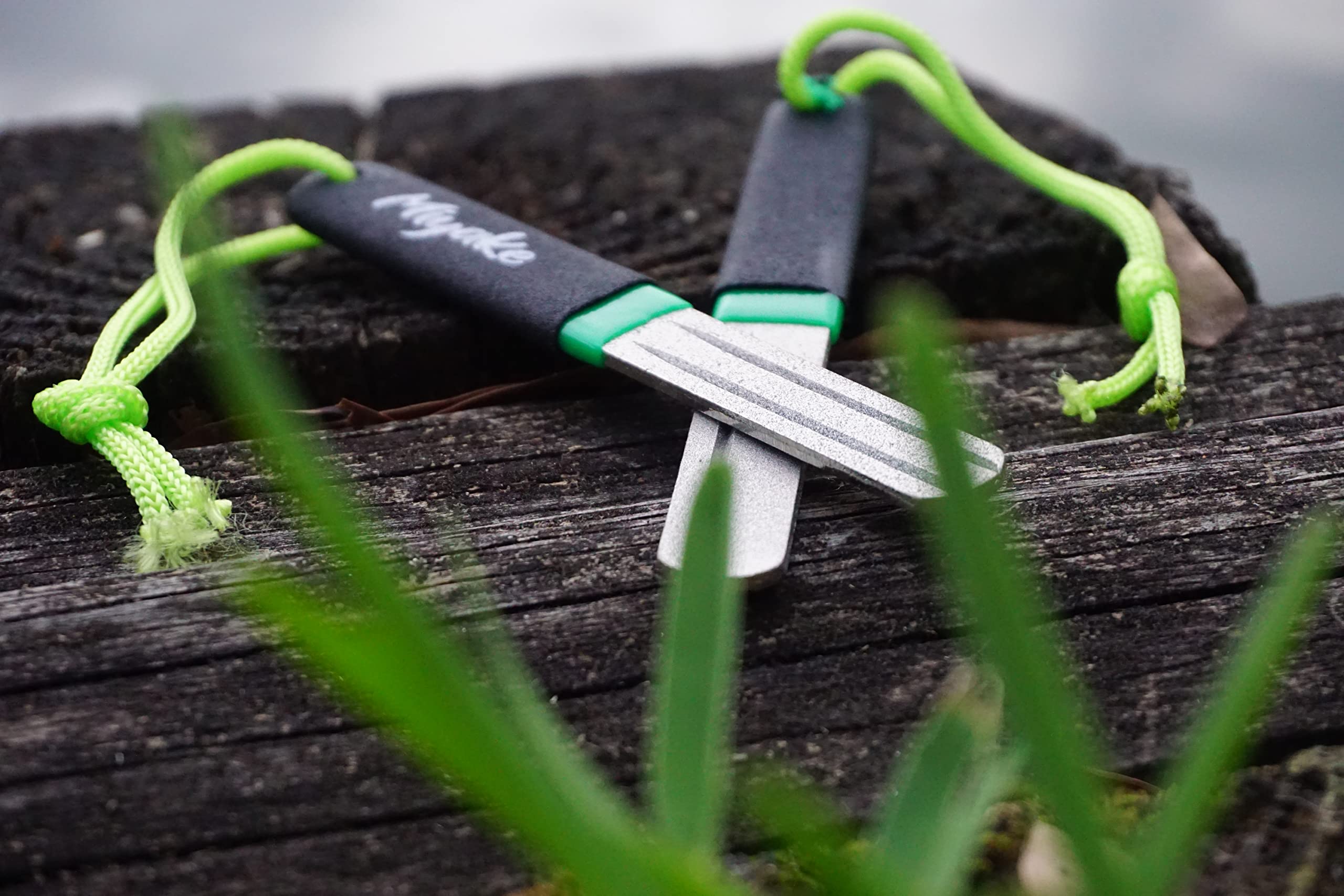 Miyake tackle-box ready sharpener for various hook sizes.