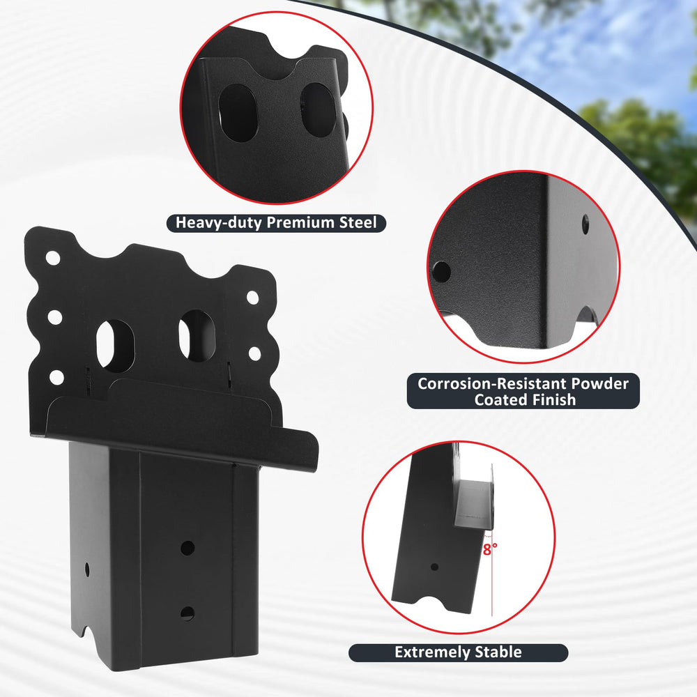 MJHHAPY deer stand bracket tilt-angle view—8-degree tilt reduces rocking.