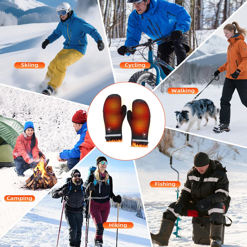 MKEFMEI heated gloves reflective strips boost night visibility.