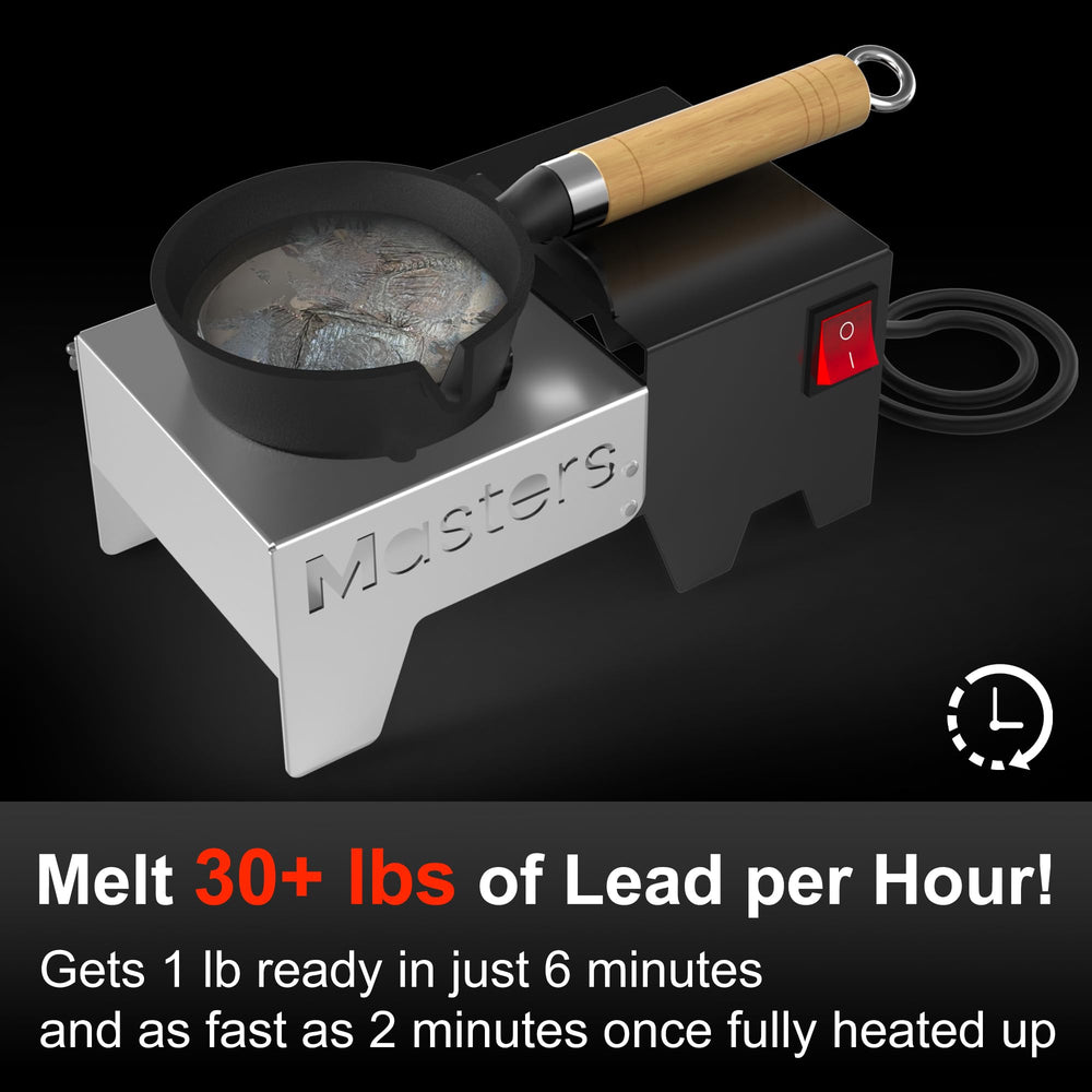 Lead ingots and fishing weights produced with the MMasters pot