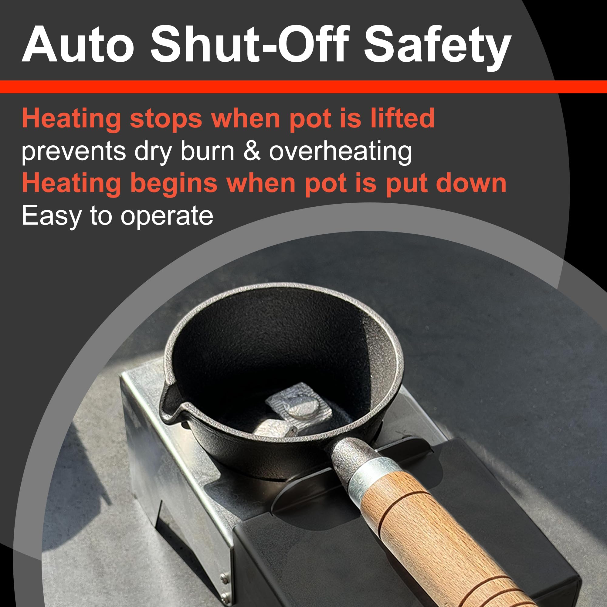Close-up of quick-melt setup demonstrating fast heat for lead