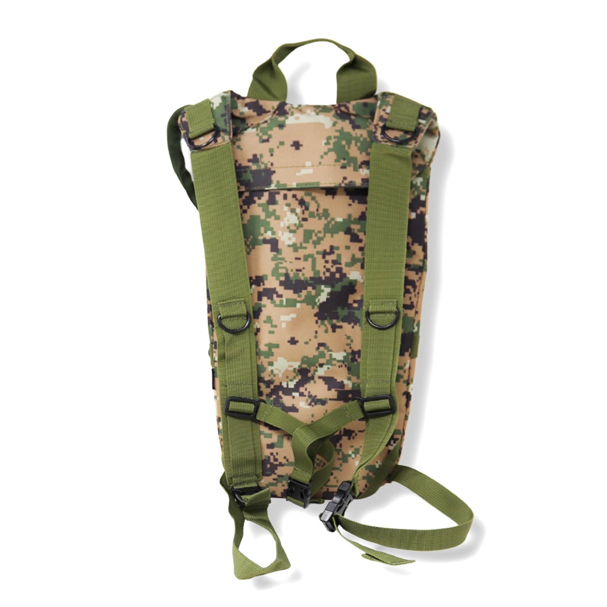 Adjustable shoulder and chest straps on the M MCGUIRE GEAR hydration pack for a custom fit.