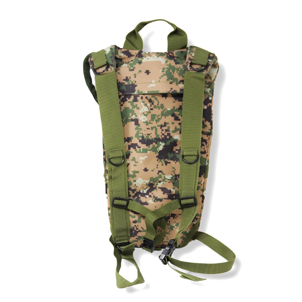 Adjustable shoulder and chest straps on the M MCGUIRE GEAR hydration pack for a custom fit.