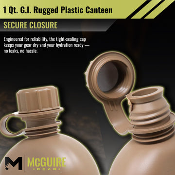 M MCGUIRE GEAR 1qt canteen in black for durable field hydration.