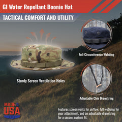 M MCGUIRE GEAR boonie hat navy digital top view highlights full-circumference webbing for gear attachment.