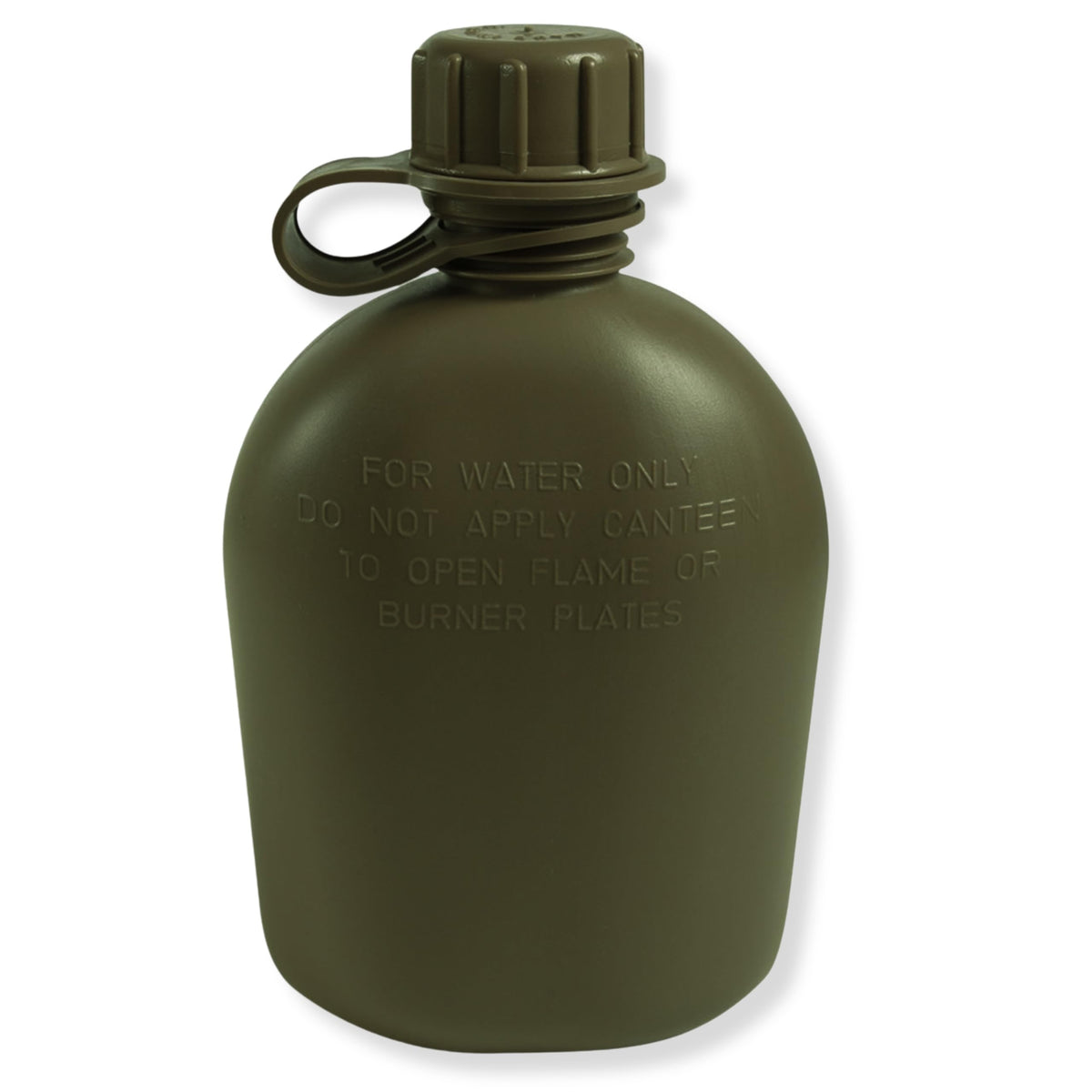 M MCGUIRE GEAR GI 1qt canteen front view for rugged outdoor hydration.