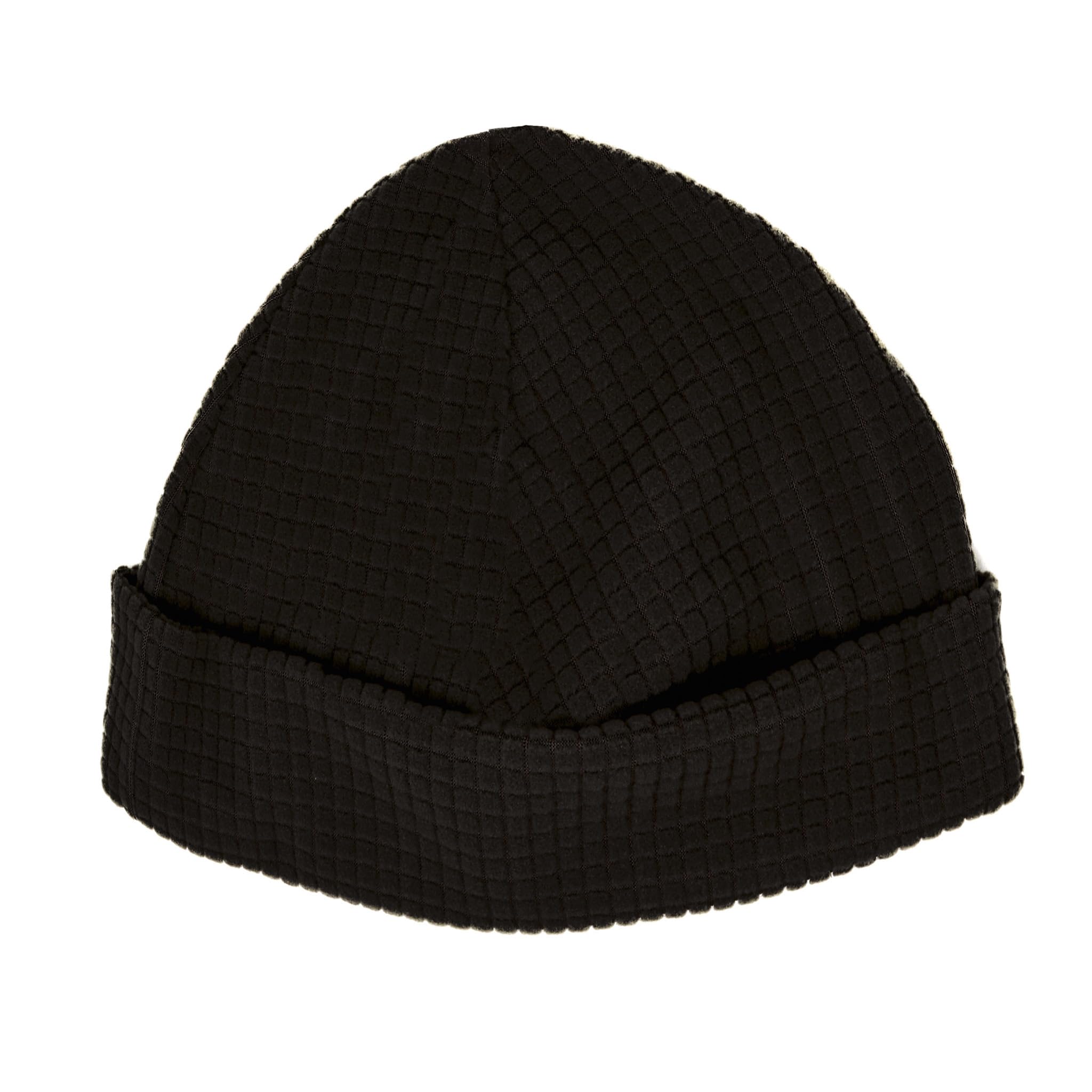 M MCGUIRE GEAR grid fleece cap folded for compact packing and travel.