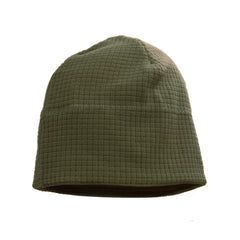 M McGuire Gear grid fleece cap shown on head with a secure one-size-fit.