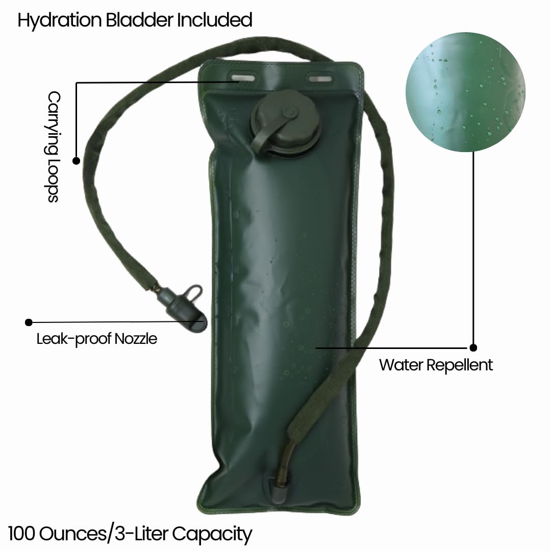 M MCGUIRE GEAR hydration backpack interior shows a 3L bladder ready for use.