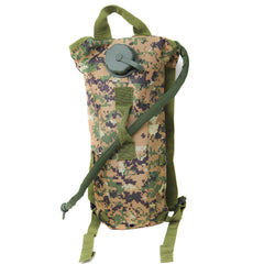 M MCGUIRE GEAR hydration pack in woodland Marpat for rugged outdoor use.