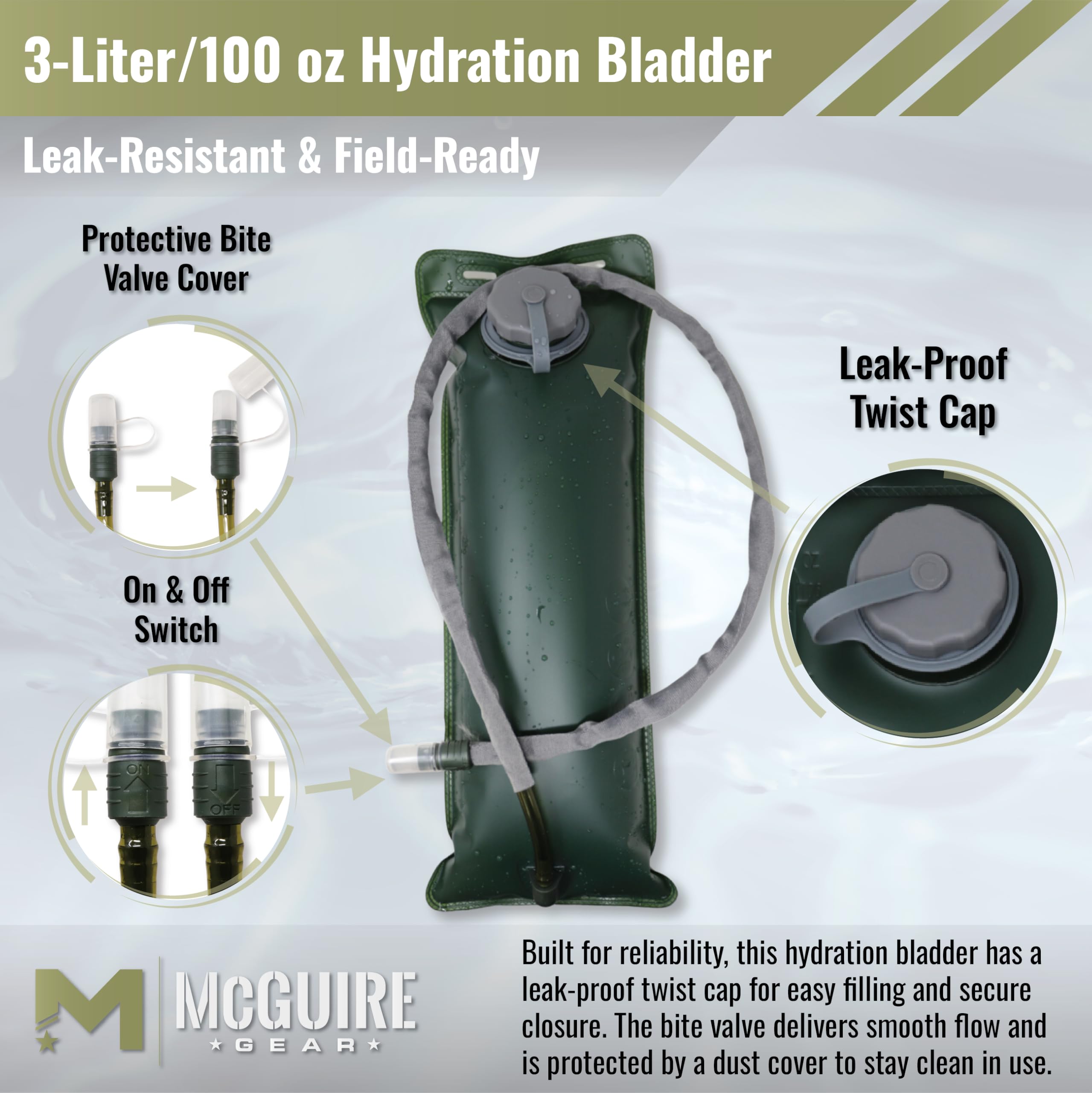 M MCGUIRE GEAR leak-proof wide opening for easy cleaning and ice