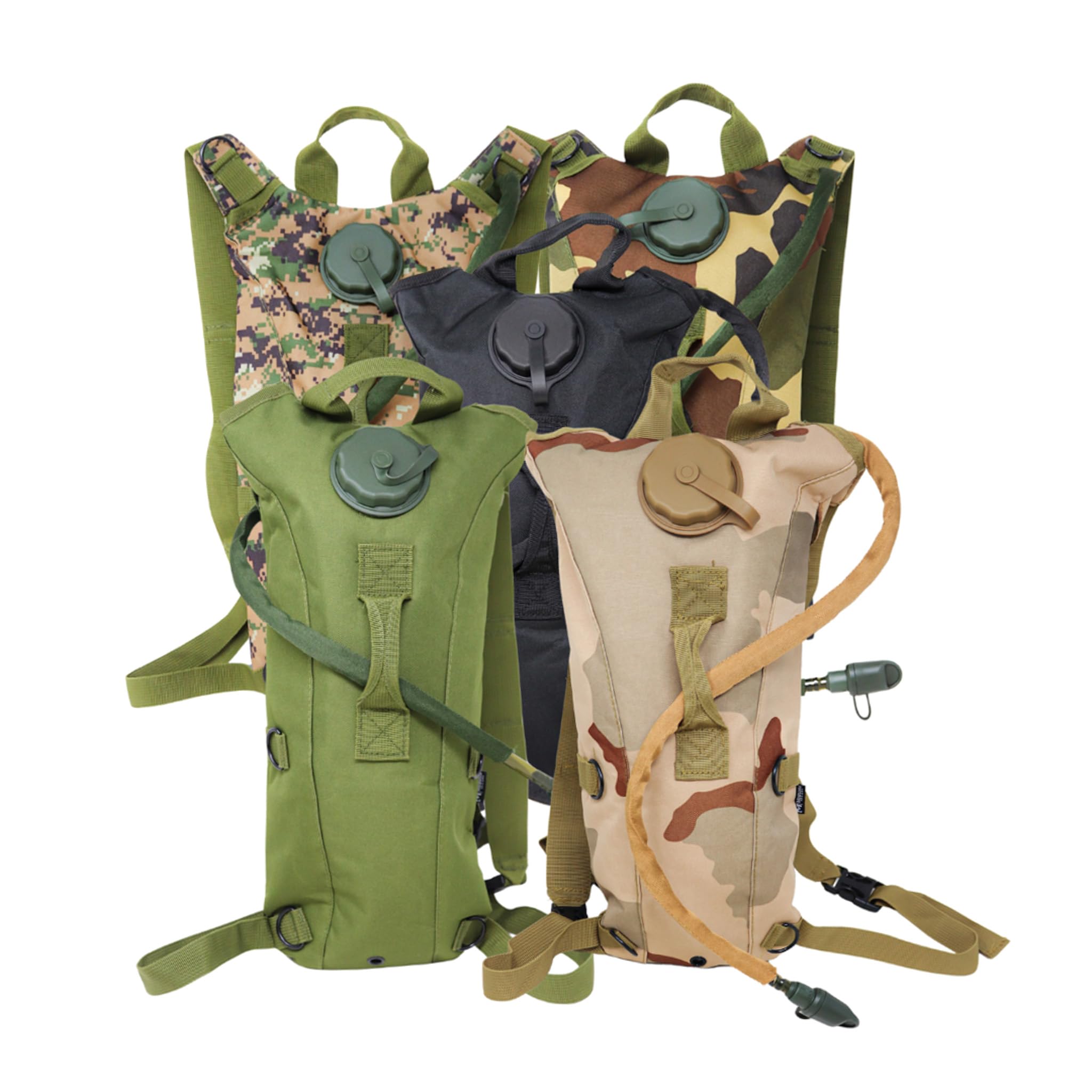 The hydration pack features water-resistant nylon for weather-ready performance.