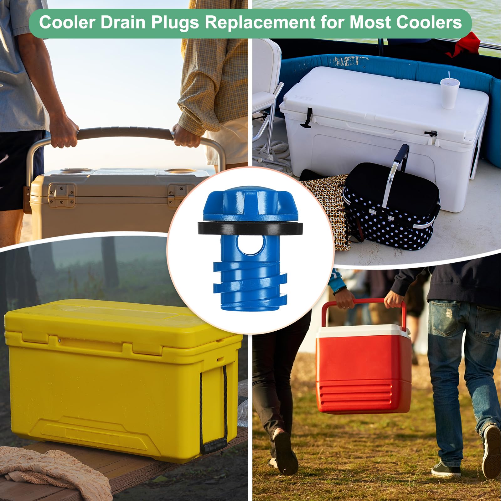 MMETERXITY cooler drain plug blue dimensions help verify compatibility with standard coolers