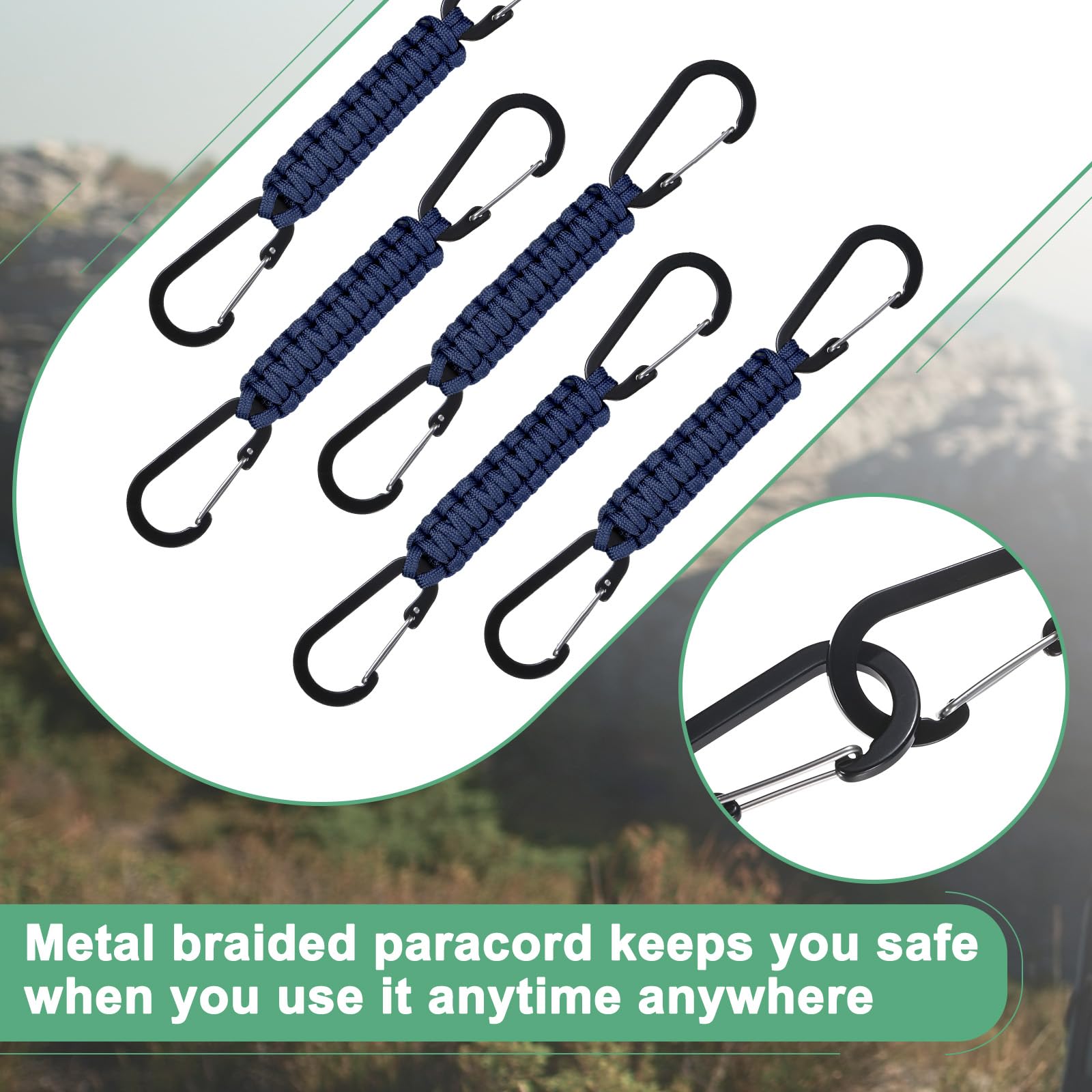 M METERXITY paracord lanyard with double D-ring hook for versatile attachment.