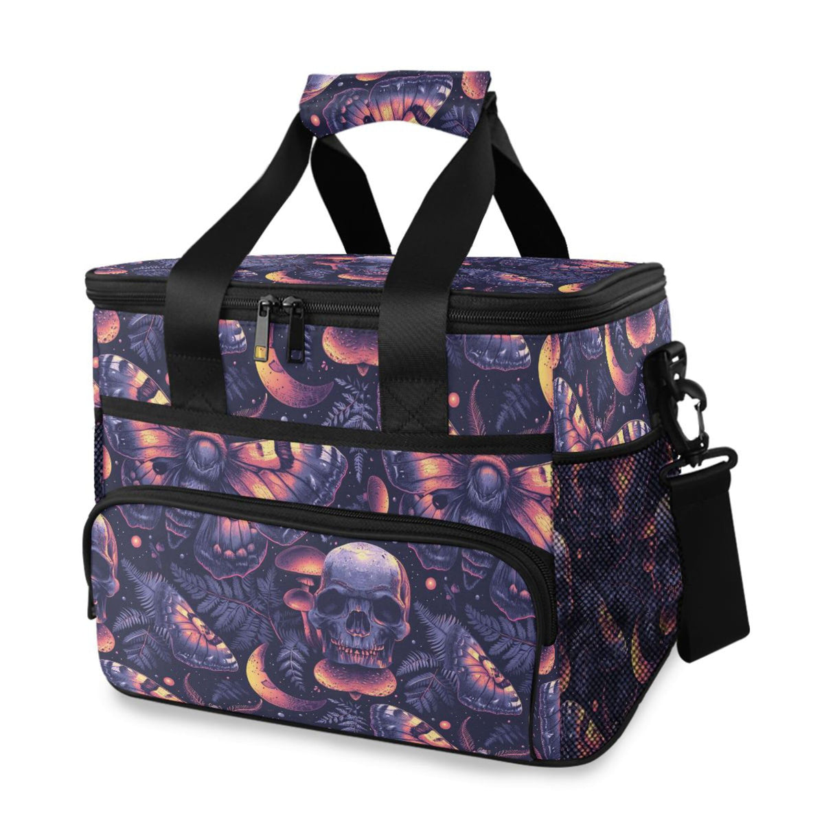 MNSRUU cooler bag with Gothic skull butterfly graphic, stylish lunches on the go