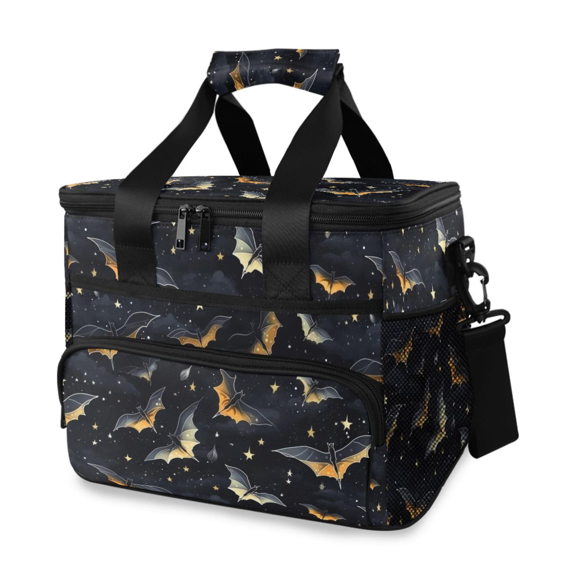 MNSRUU cooler bag skull bat front view shows stylish portable lunch solution
