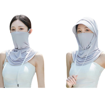 MNVXBSOI cooling balaclava mask worn as full-face cover with UV protection
