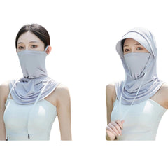 MNVXBSOI cooling balaclava mask worn as full-face cover with UV protection