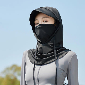 MNVXBSOI stylish ice-poly cooling hood worn during outdoor activity