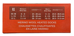 Mobile Warming Merino Wool Heated Socks heel-toe reinforcement supports durability in rugged outdoor use.