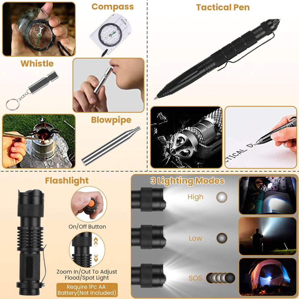 Moclever 125pcs survival kit compass view for confident navigation