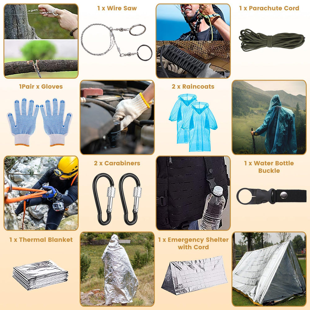 Moclever 125pcs survival kit thermal blanket compact warmth