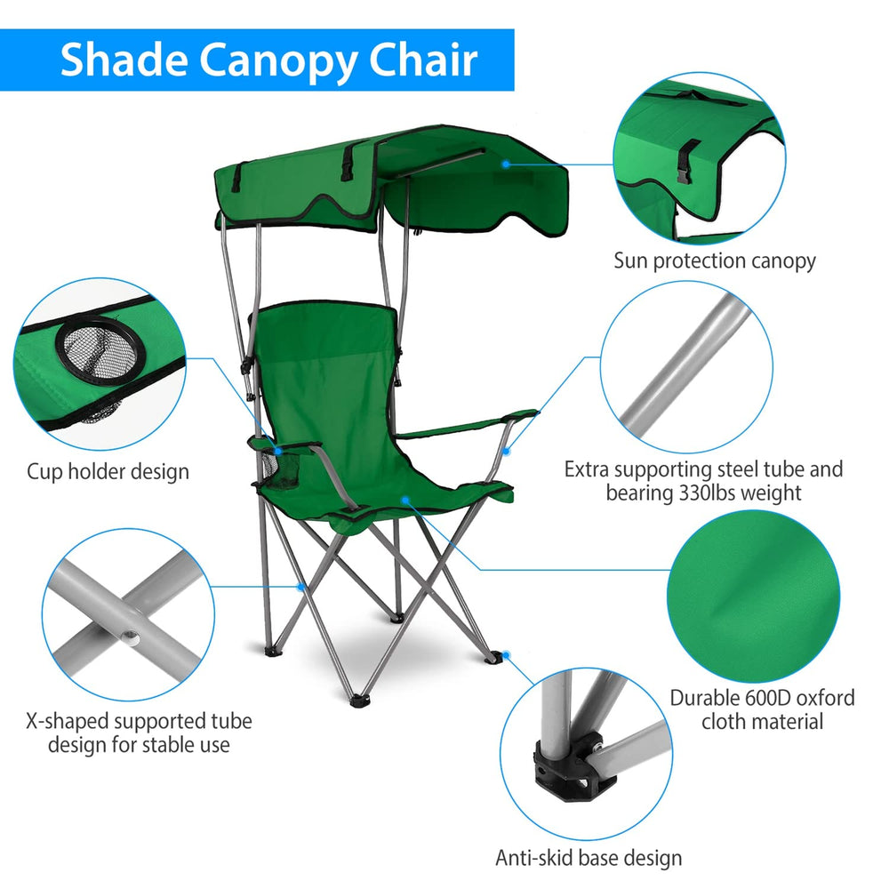 Moclever canopy chair includes a cup holder for easy drinks.