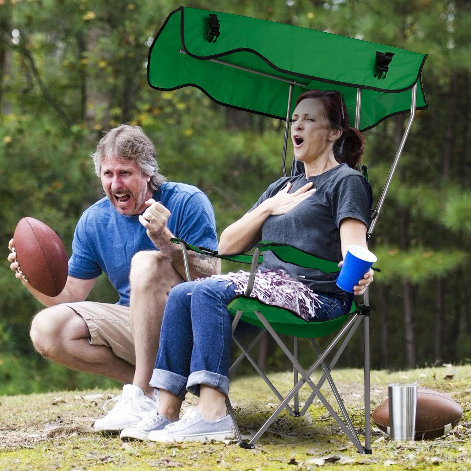 Moclever heavy-duty frame stays stable on sand, grass, and patios.