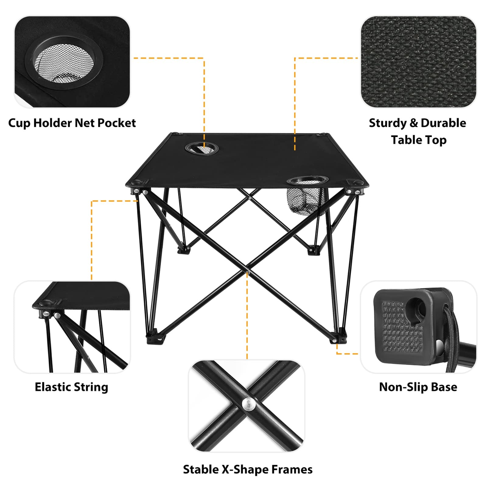 Moclever steel-frame design provides stable support for meals and gear.