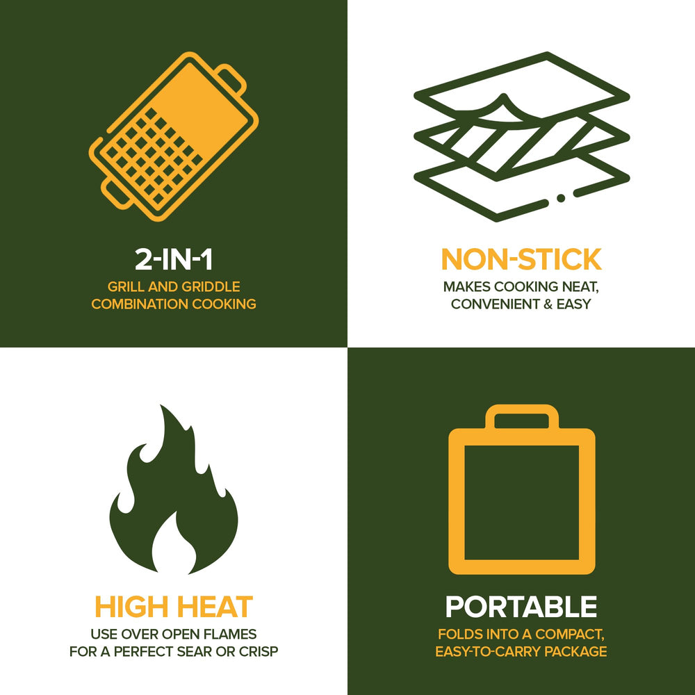 Modern Innovations open-fire cooking on non-stick surface for quick breakfasts.