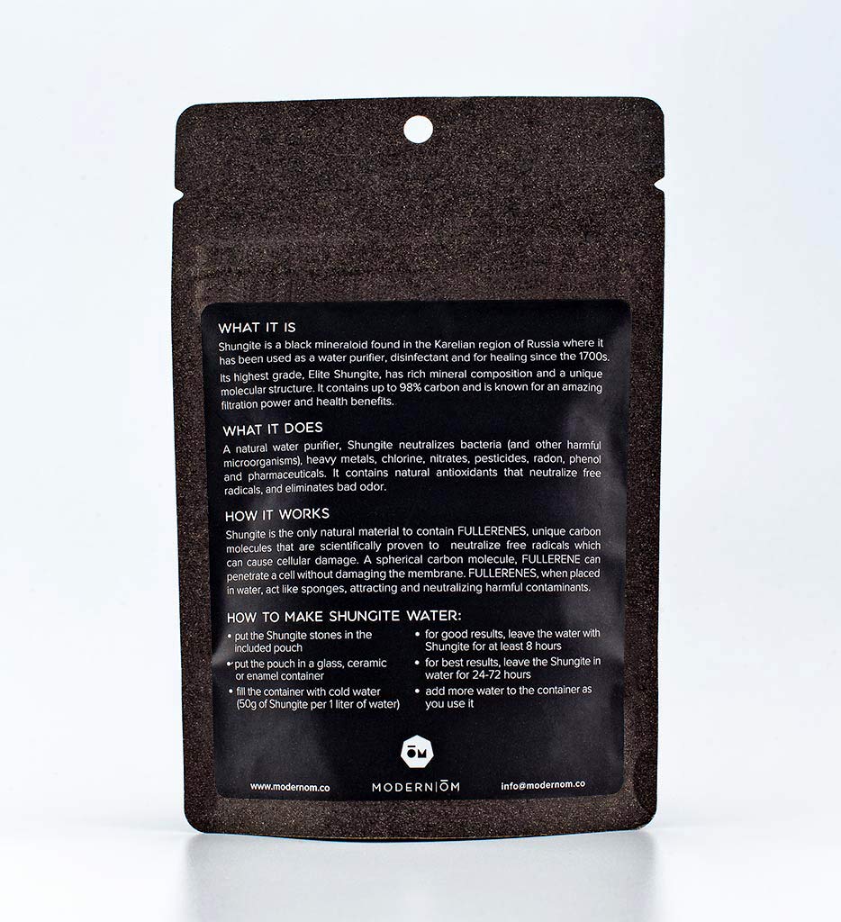 Modern OM family-friendly water treatment with portable shungite stones