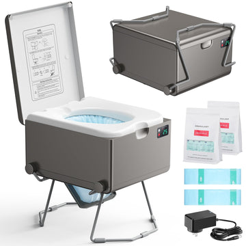 Modiwell Dry Flush Toilet front view demonstrates compact storage for RVs and boats.