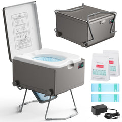 Modiwell Dry Flush Toilet front view demonstrates compact storage for RVs and boats.