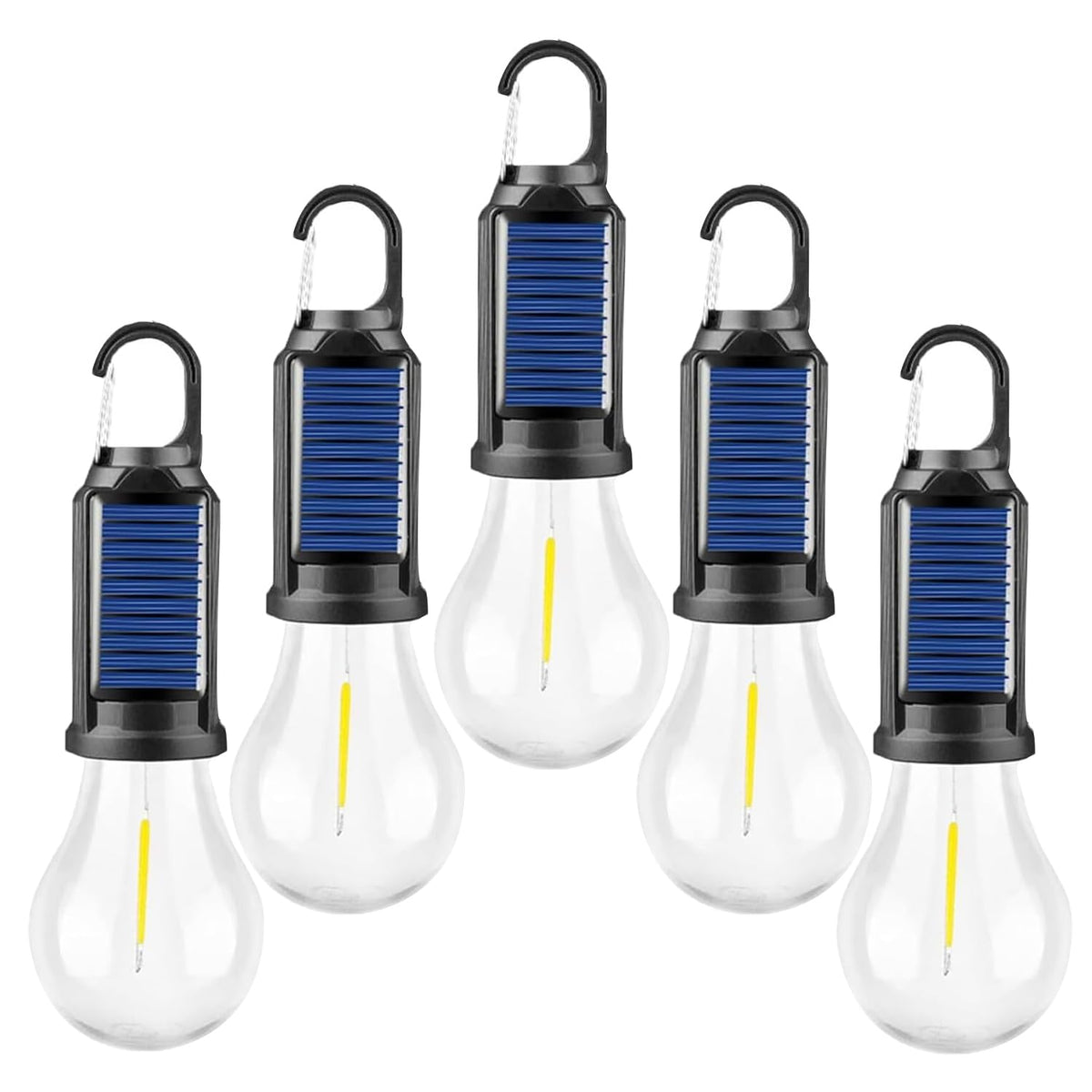MODOAO Led Tent Lights 5-pack with hanging hook for easy campsite setup.