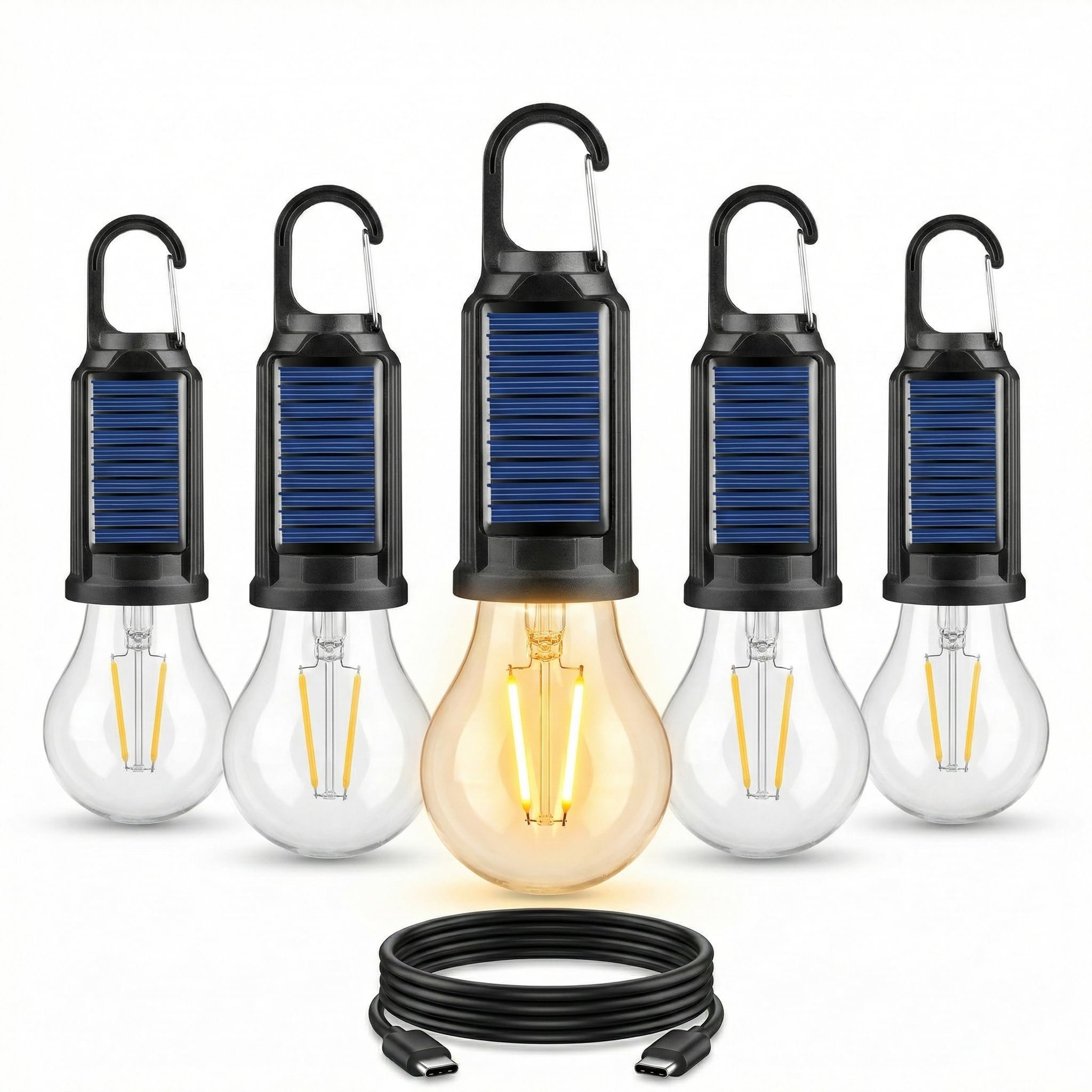 MODOAO solar LED camping light front view, versatile outdoor lantern for tents and trails.