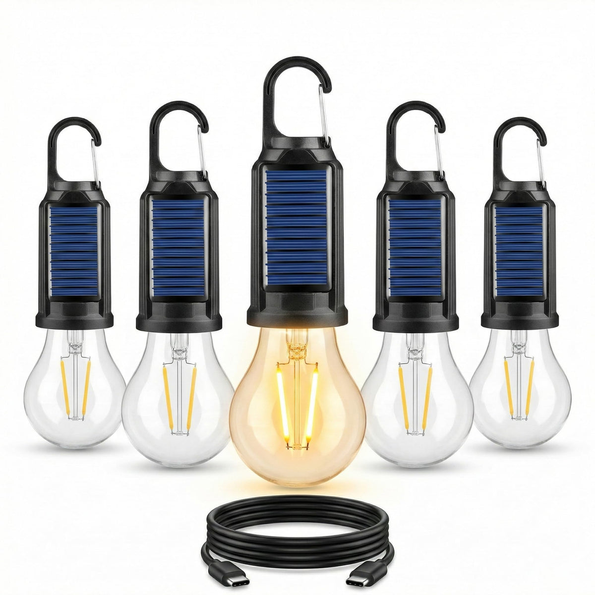 MODOAO solar LED camping light front view, versatile outdoor lantern for tents and trails.