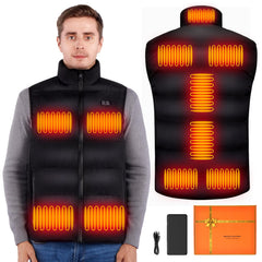 Moeput heated vest front view with full-coverage warmth across neck and chest.