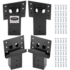 MOFEEZ deer stand bracket assembly demonstrates sturdy 4x4 support for outdoor platforms.